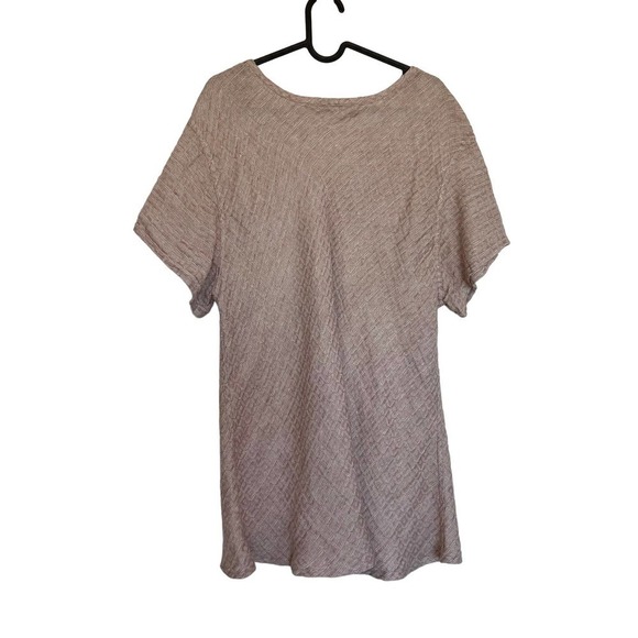 FLAX 100% Linen Soft Mauve Diamond Pattern Top Size Large Lagenlook Minimalist - Picture 2 of 7